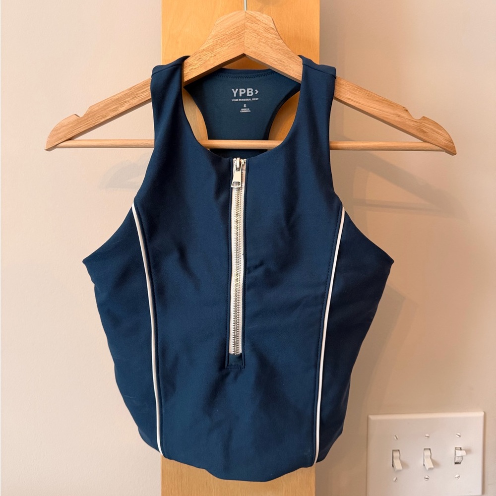 Abercrombie & Fitch Navy Blue Racerback Zip Tank Top